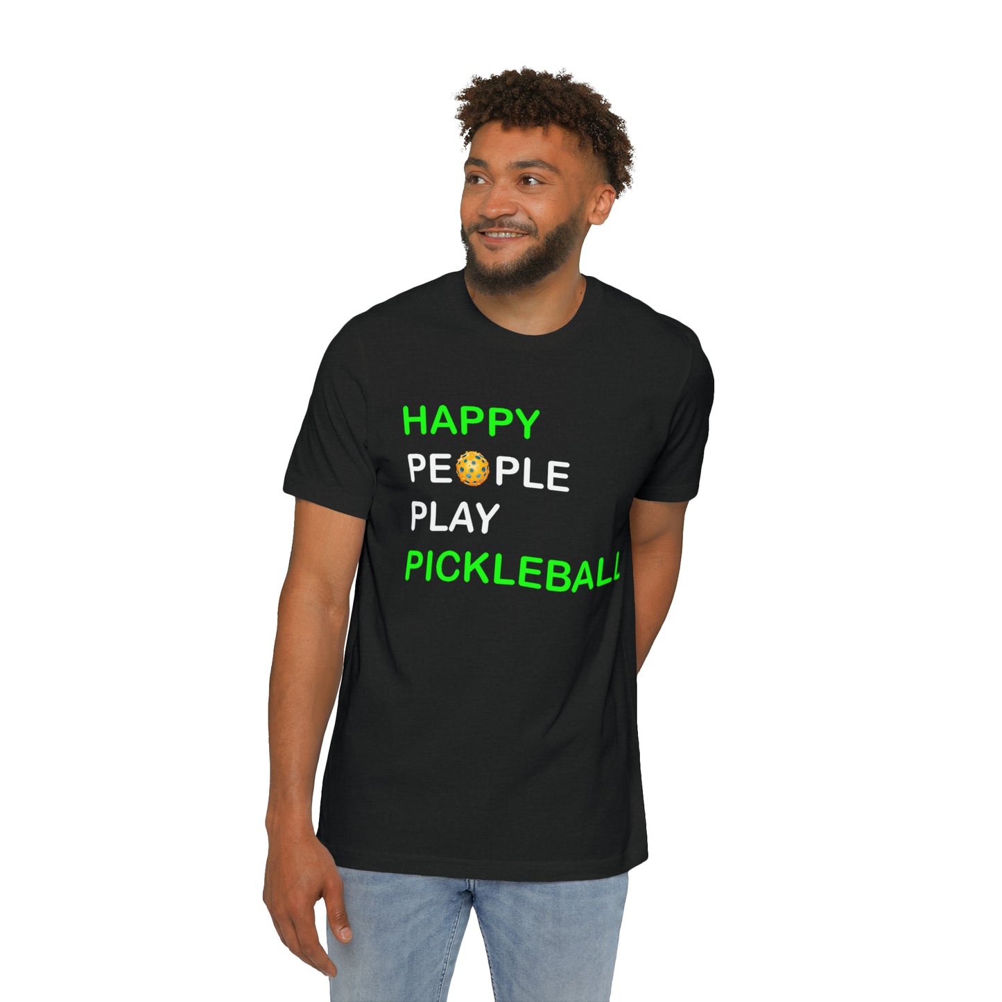 Happy People Play Pickleball Sport Game Graphic - Camiseta de manga corta unisex 