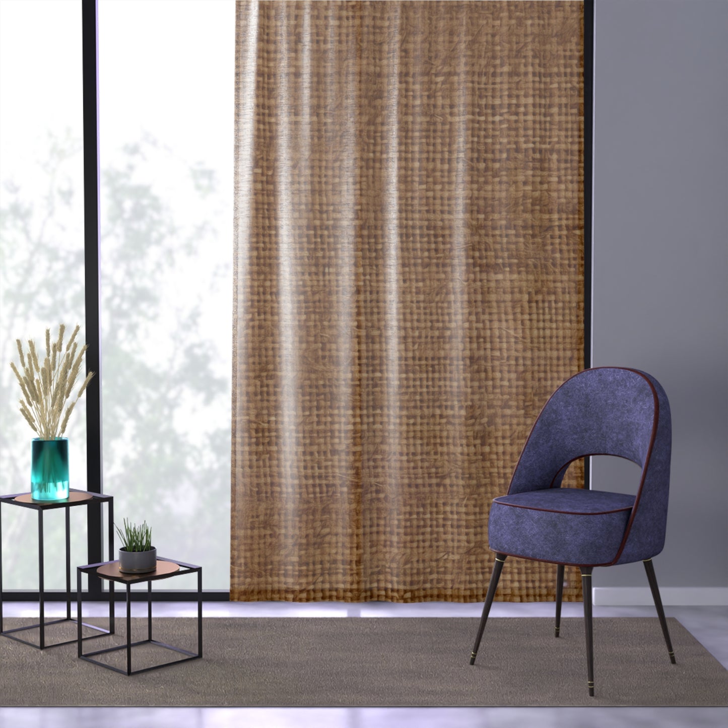 Brown Light Chocolate: Denim-Inspired Elegant Fabric - Window Curtain