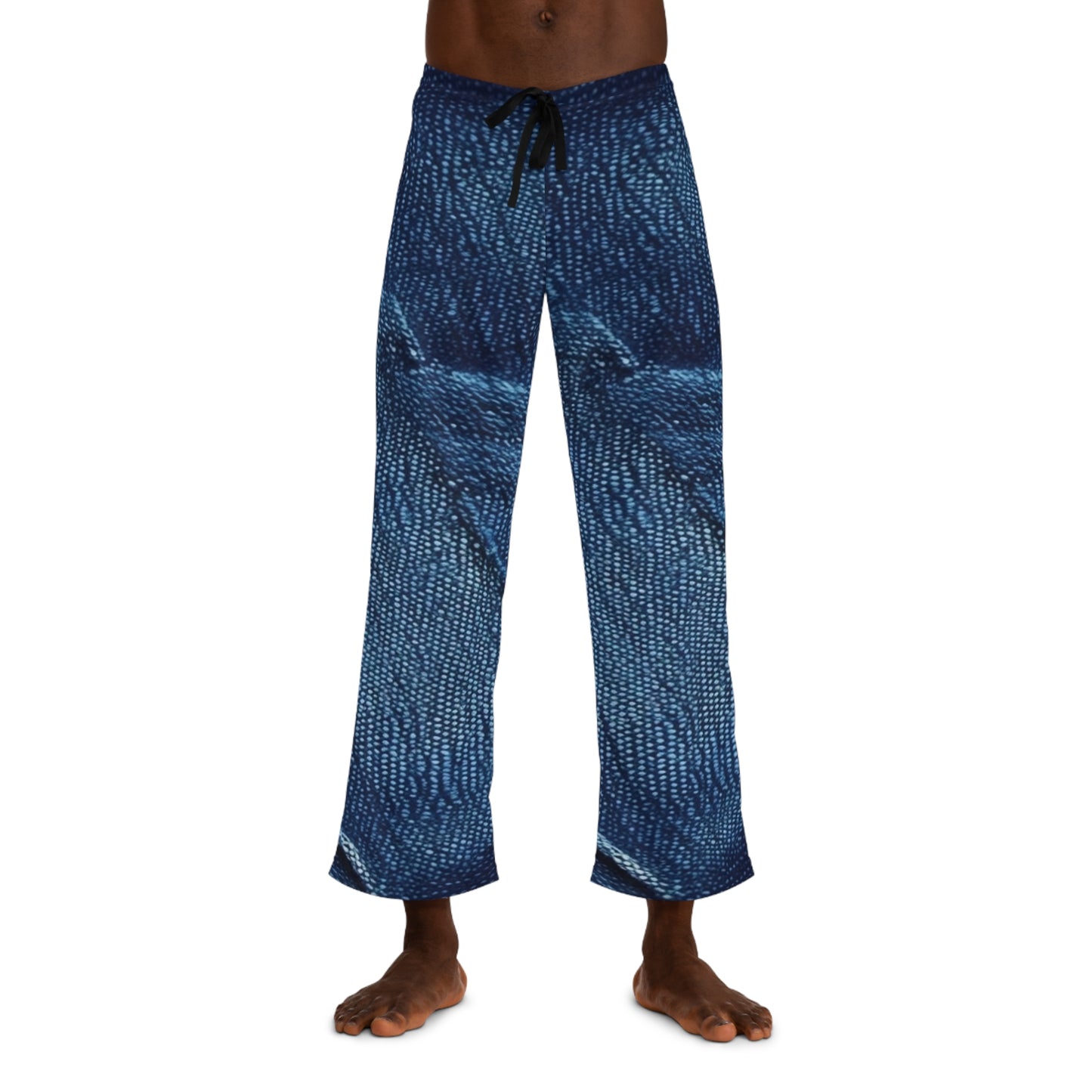 Dark Blue: Distressed Denim-Inspired Fabric Design - Men's Pajama Pants (AOP)