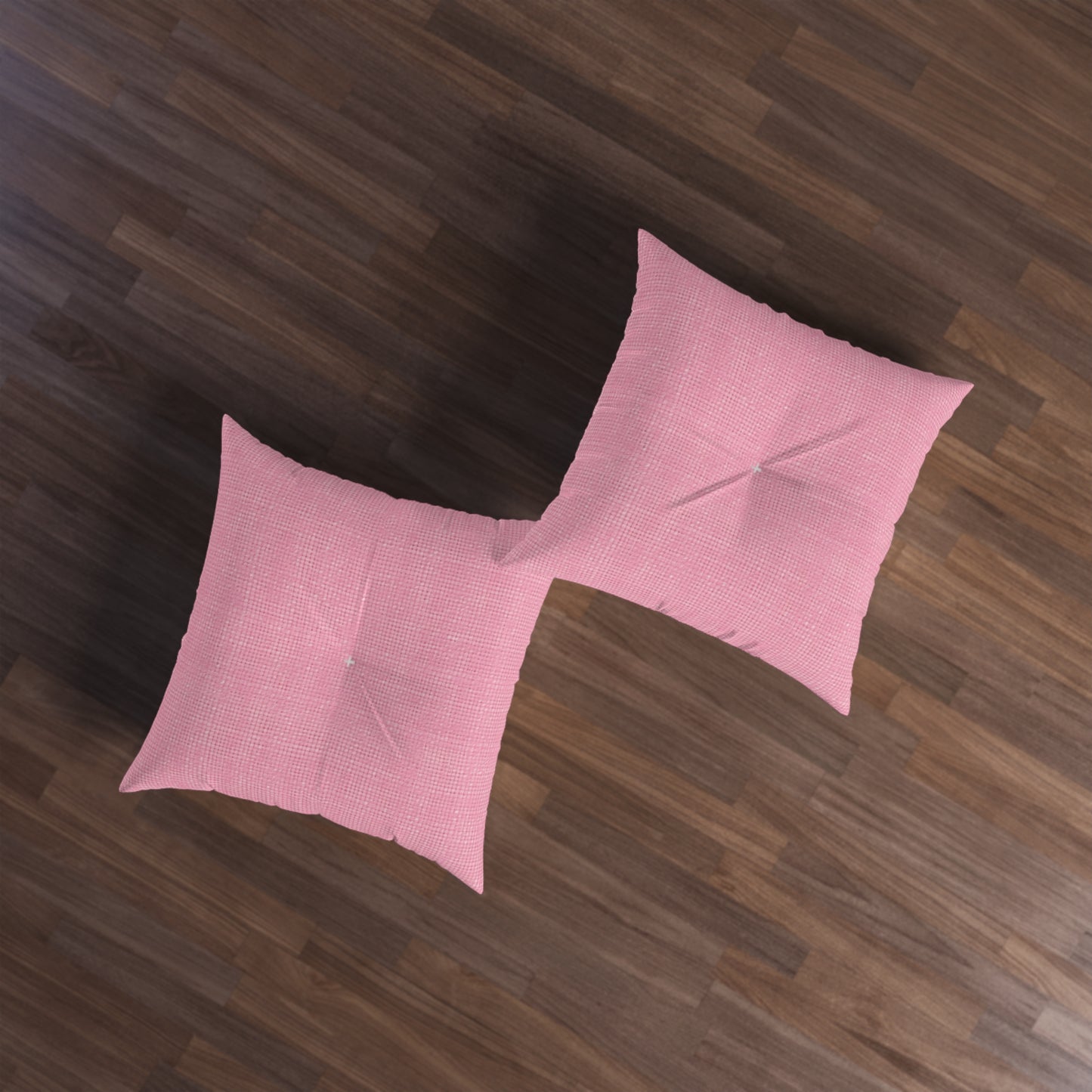 Pastel Rose Pink: Denim-Inspired, Refreshing Fabric Design - Tufted Floor Pillow, Square