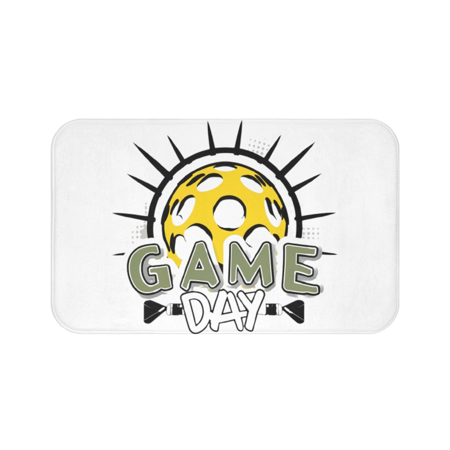 Radiant Pickleball Emblem with Dynamic Sunburst and Game Day Lettering - Bath Mat