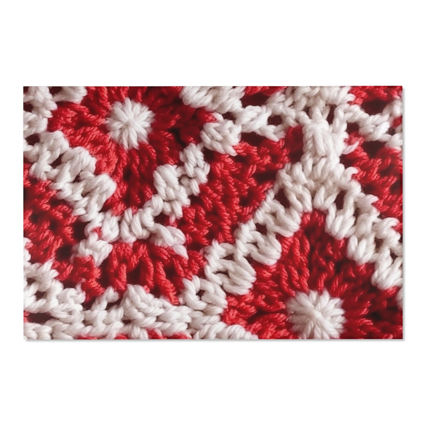 Cálido tejido de crochet rojo y blanco de invierno: diseño de textura elegante y cinematográfico - Alfombras