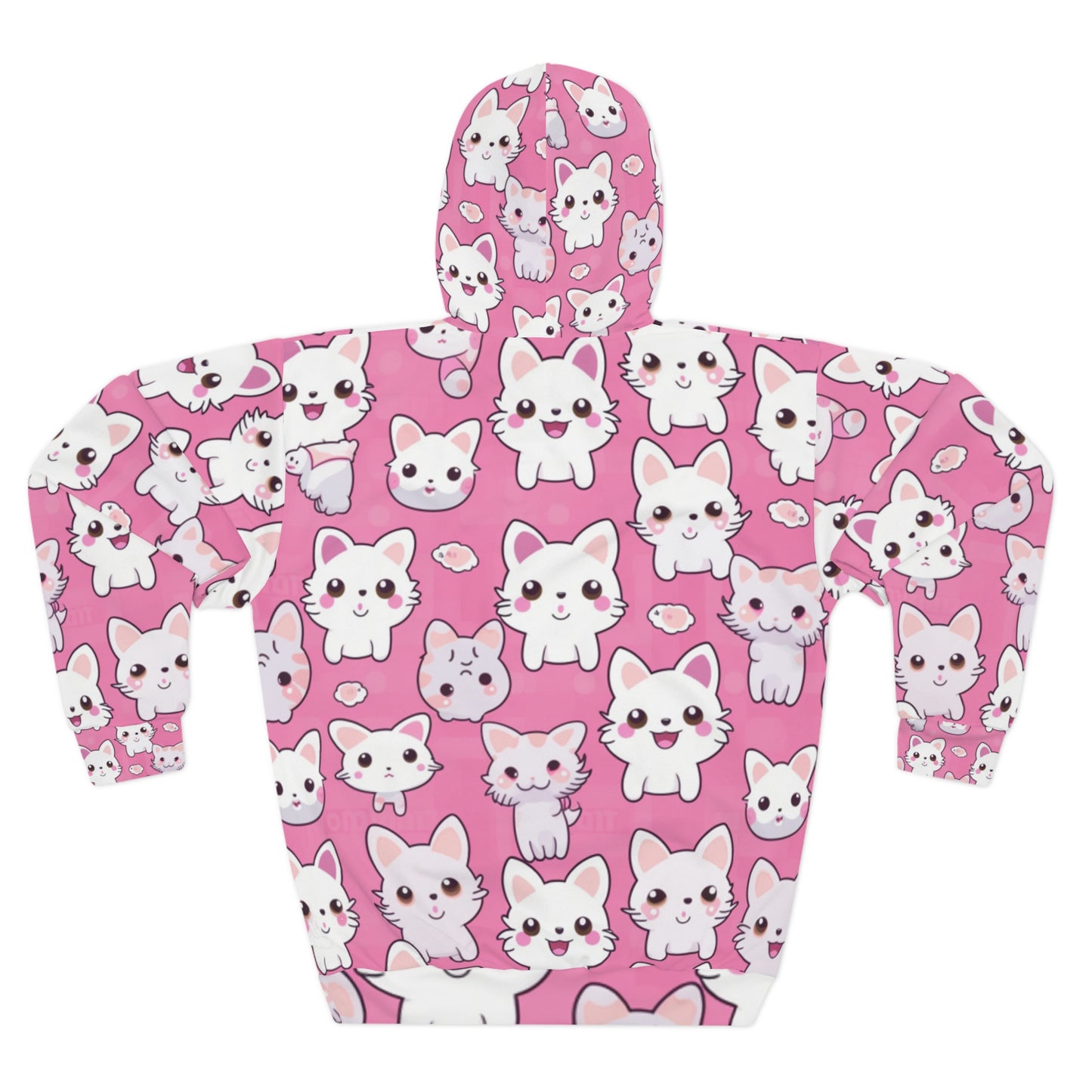 Adorable Cartoon-Style Anime Kitten, Cat, Kitty Pattern - Cute and Colorful - Unisex Pullover Hoodie (AOP)