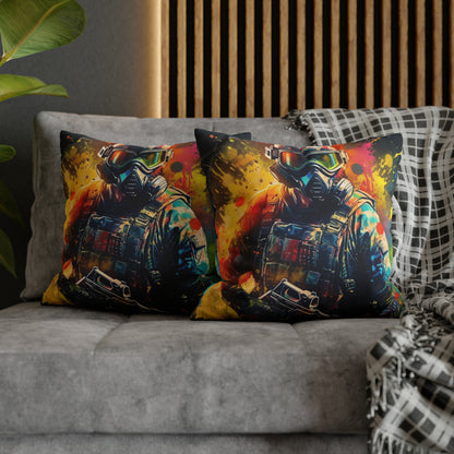 Paintball Game Sport: Professional Action Shot Target Player - Spun Polyester Square Pillow Case