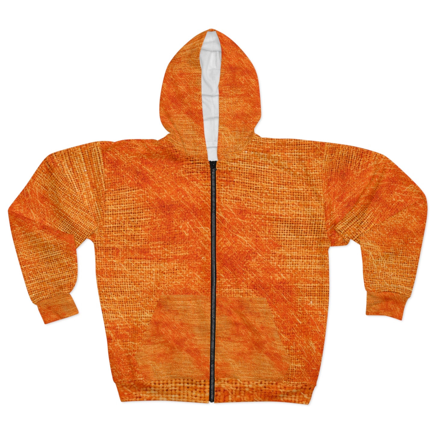 Burnt Orange/Rust: Denim-Inspired Autumn Fall Color Fabric - Unisex Zip Hoodie (AOP)