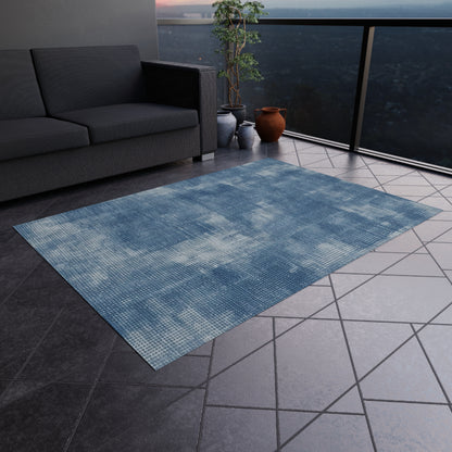 Faded Blue Washed-Out: Denim-Inspired, Style Fabric - Outdoor Rug