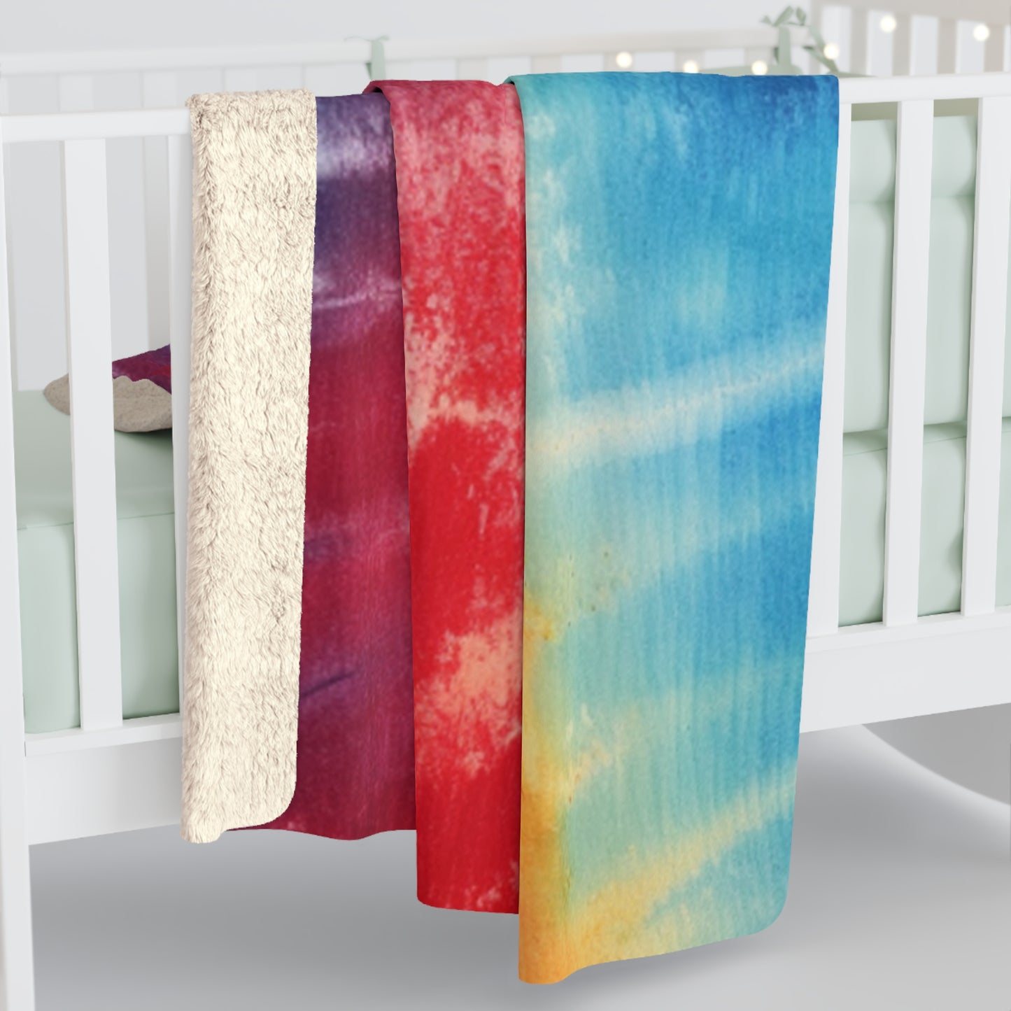 Rainbow Tie-Dye Denim: Vibrant Multi-Color, Fabric Design Spectacle - Sherpa Fleece Blanket