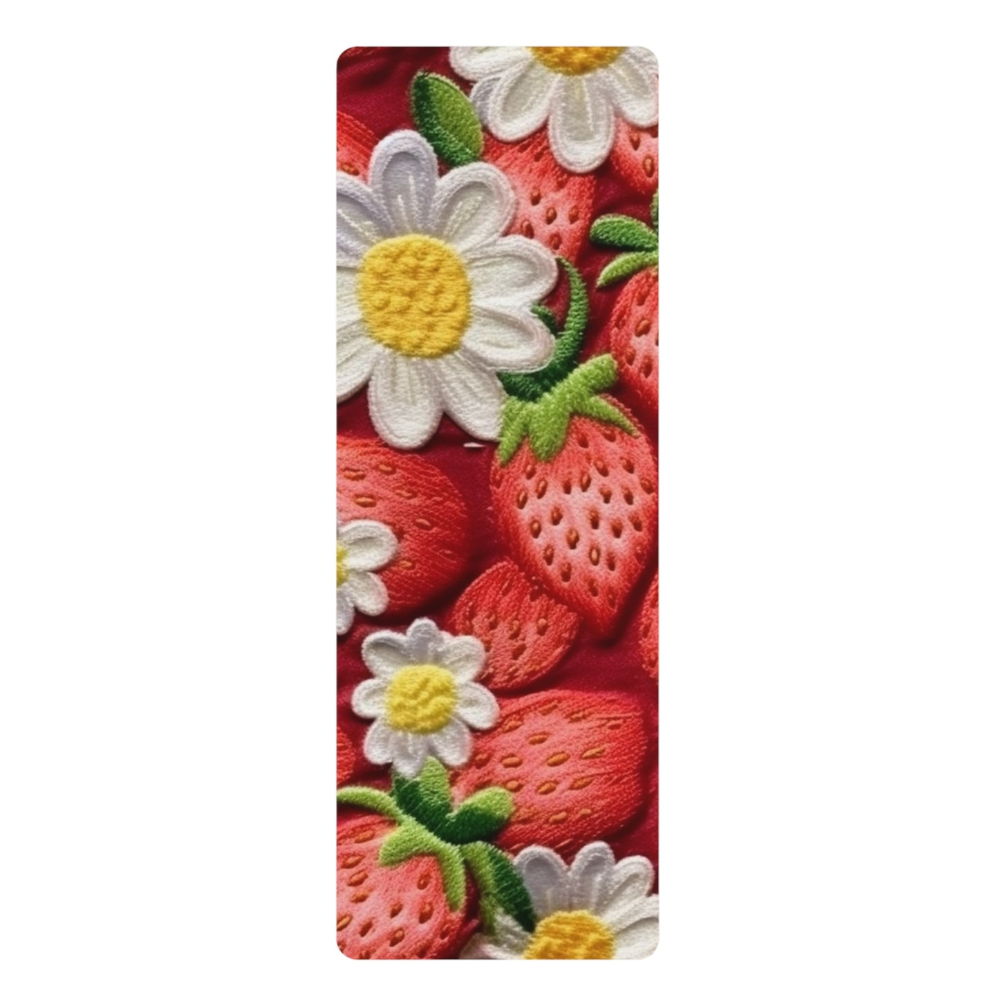 Strawberry Strawberries Embroidery Design - Fresh Pick Red Berry Sweet Fruit - Rubber Yoga Mat