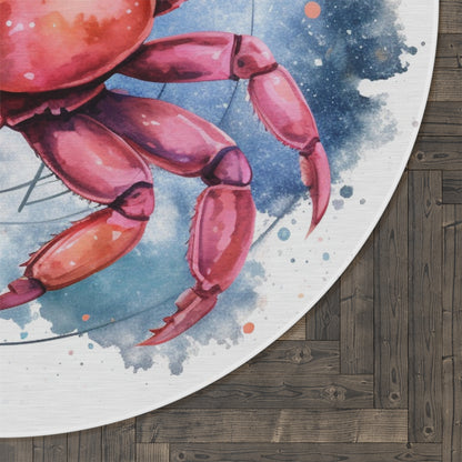 Cancer Star Sign - Elegant Zodiac Astrology - Round Rug