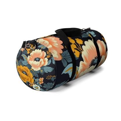 Vintage 50s 60s Inspired High-Waisted Floral Pattern Duffel Bag