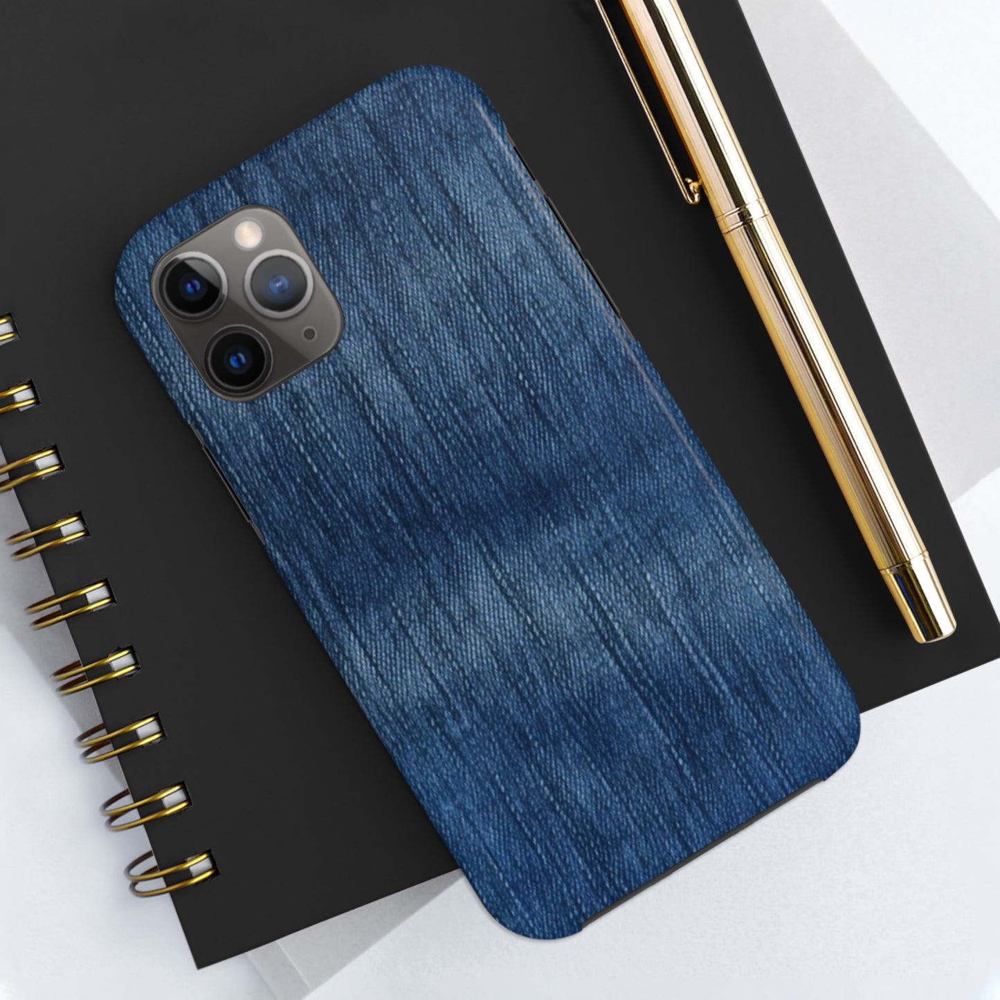 Indigo Splash: Washed Denim Reverie in Deep Blue - Tough Phone Cases