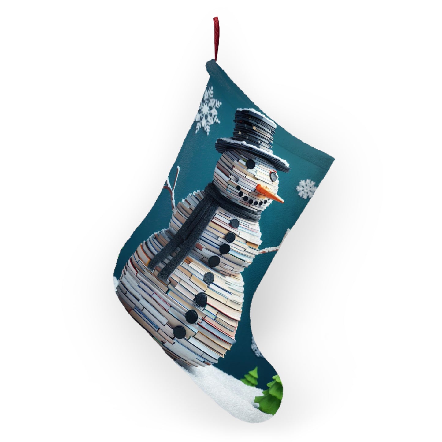 Enchanted Reader Snowman: Book Stack Lover Christmas Frosty Figure - Christmas Stockings