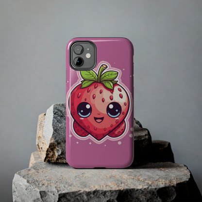 Kawaii Strawberry Adventure - Anime Classic Traditional Japanese Fruit - Otaku Artwork - Tough Phone Cases