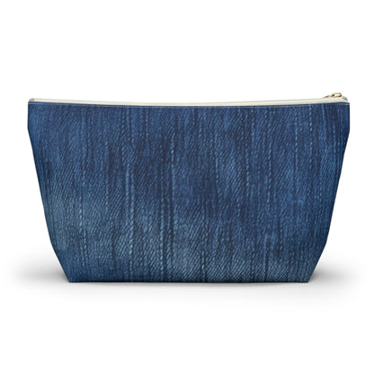 Indigo Splash: Washed Denim Reverie in Deep Blue - Accessory Pouch w T-bottom