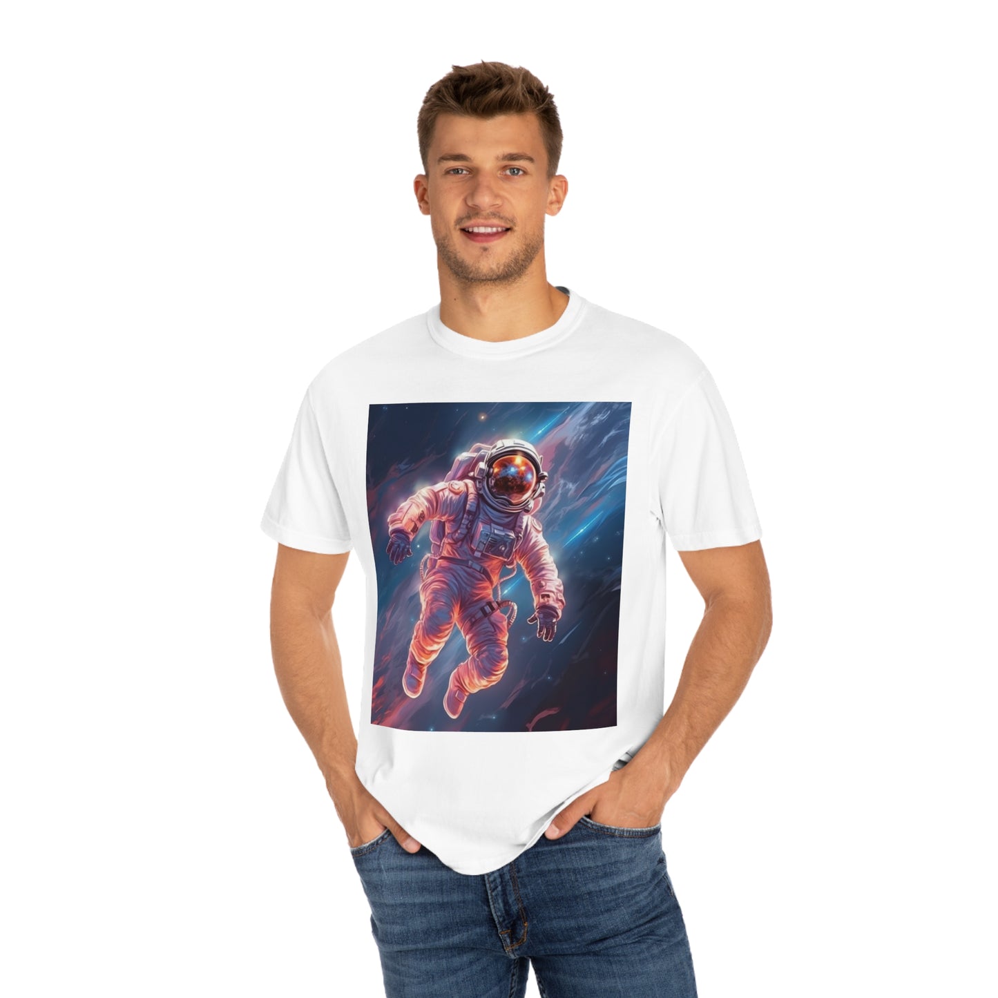 Astronaut Outer Space - Galaxy Starfield Art - Unisex Garment-Dyed T-shirt