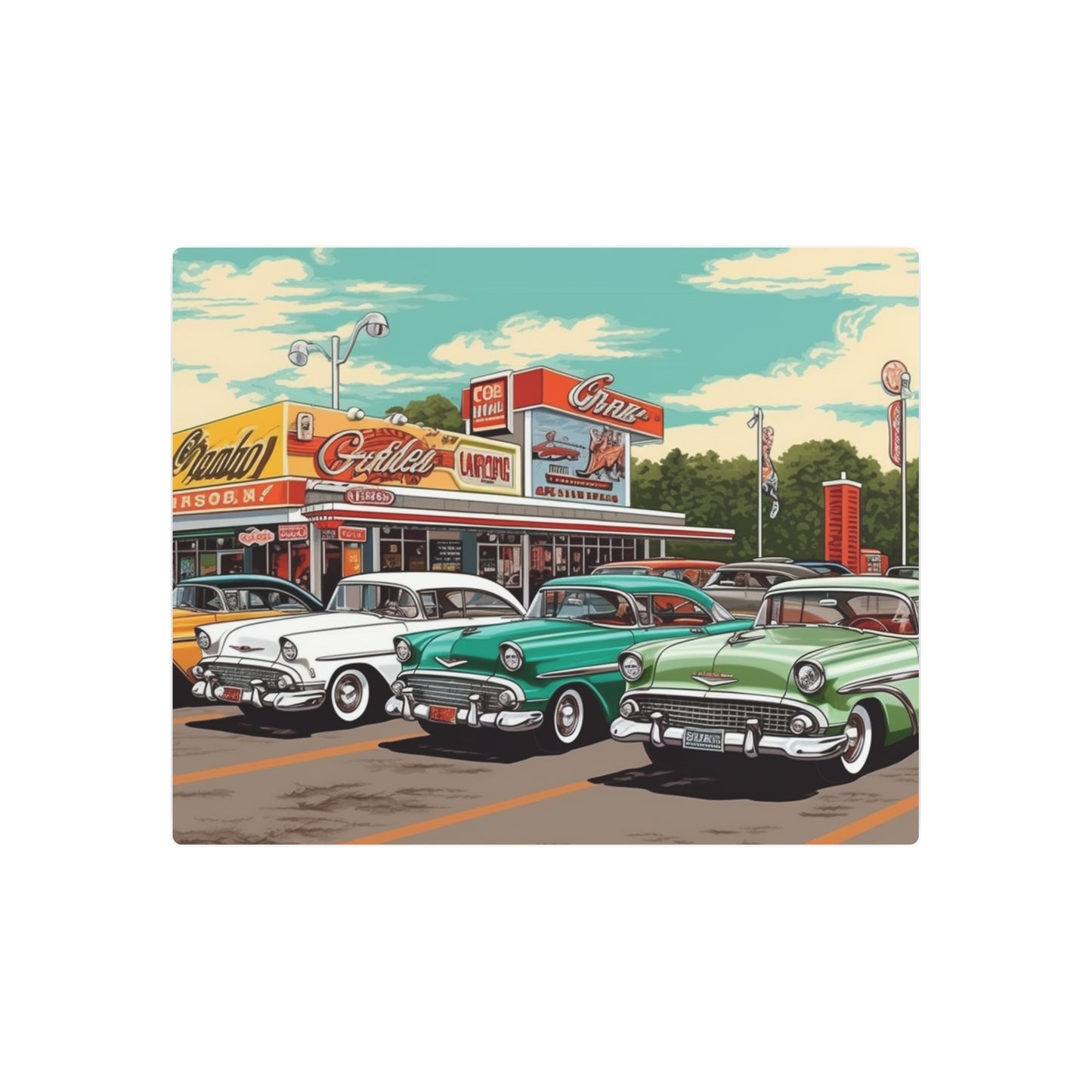 1950s Classic Car Collection Retro Artwork - Metal Art Sign