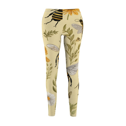 Whimsical Bees & Honeycombs Nature-Friendly Pattern Design Women's Cut & Sew Casual Leggings (AOP)