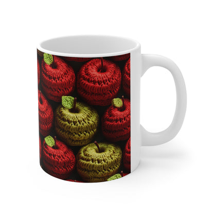 Crochet Apple Amigurumi - Big American Red Apples - Healthy Fruit Snack Design - Ceramic Mug 11oz