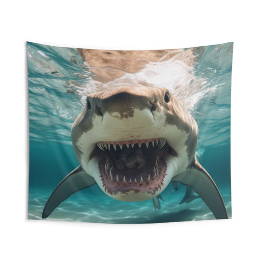 Bull Shark: River Monster Menace - Realistic Dark Water Predator - Indoor Wall Tapestries