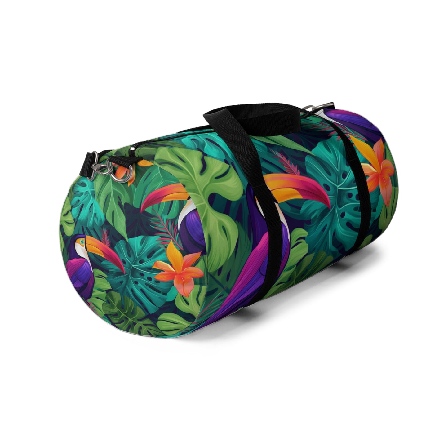 Vivid Tropical Birds & Leaves - Seamless Pattern Duffel Bag