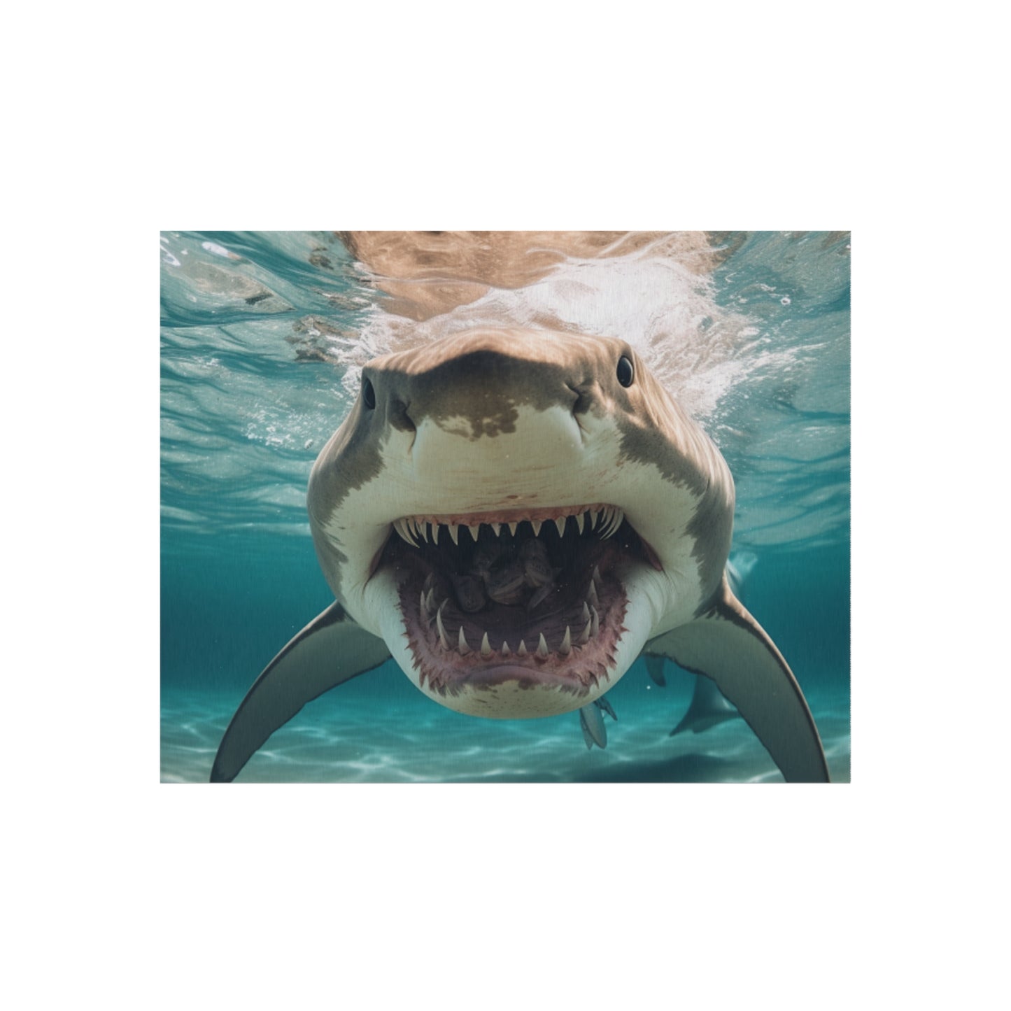 Bull Shark: River Monster Menace - Realistic Dark Water Predator - Outdoor Rug