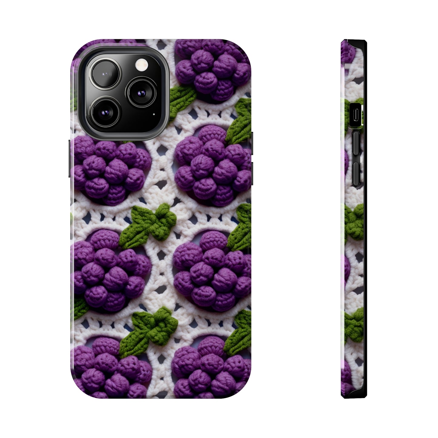 Crochet Grapes Pattern - Granny Square Design - Fresh Fruit Pick - Orchard Purple Snack Food - Tough Phone Cases