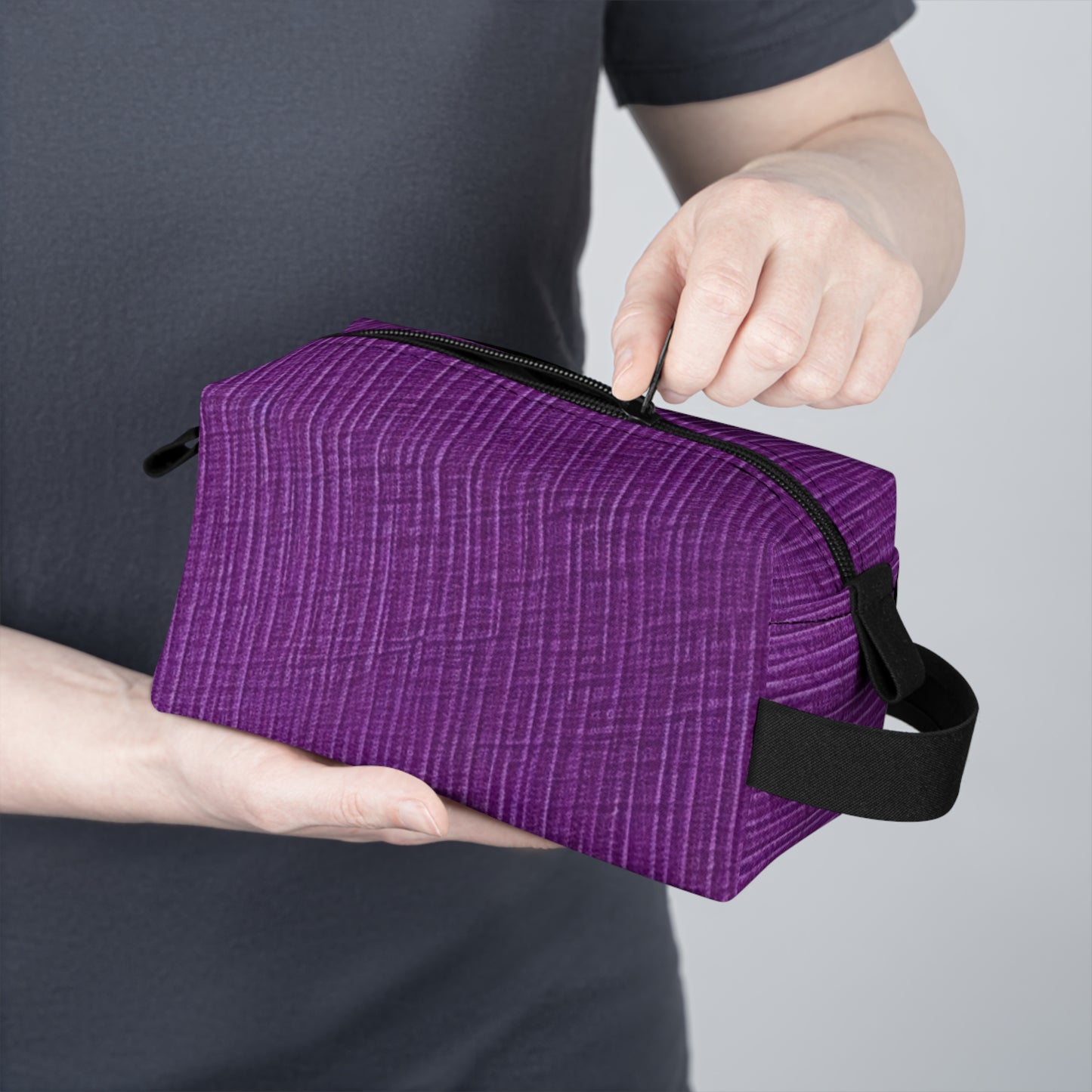 Violet/Plum/Purple: Denim-Inspired Luxurious Fabric - Toiletry Bag