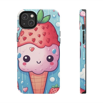 Kawaii Strawberry Sundae Cone - Traditional Japanese Anime Dessert Delight - Sweet Berry Otaku Gift - Tough Phone Cases