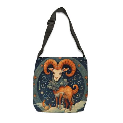 Diseño humorístico estilo libro infantil del zodiaco Capricornio - Bolsa de mano ajustable (AOP) 