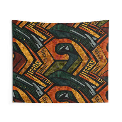 Textil de adorno africano estilo años 1960-1970 - Patrón atrevido e intrincado - Tapices de pared interior 