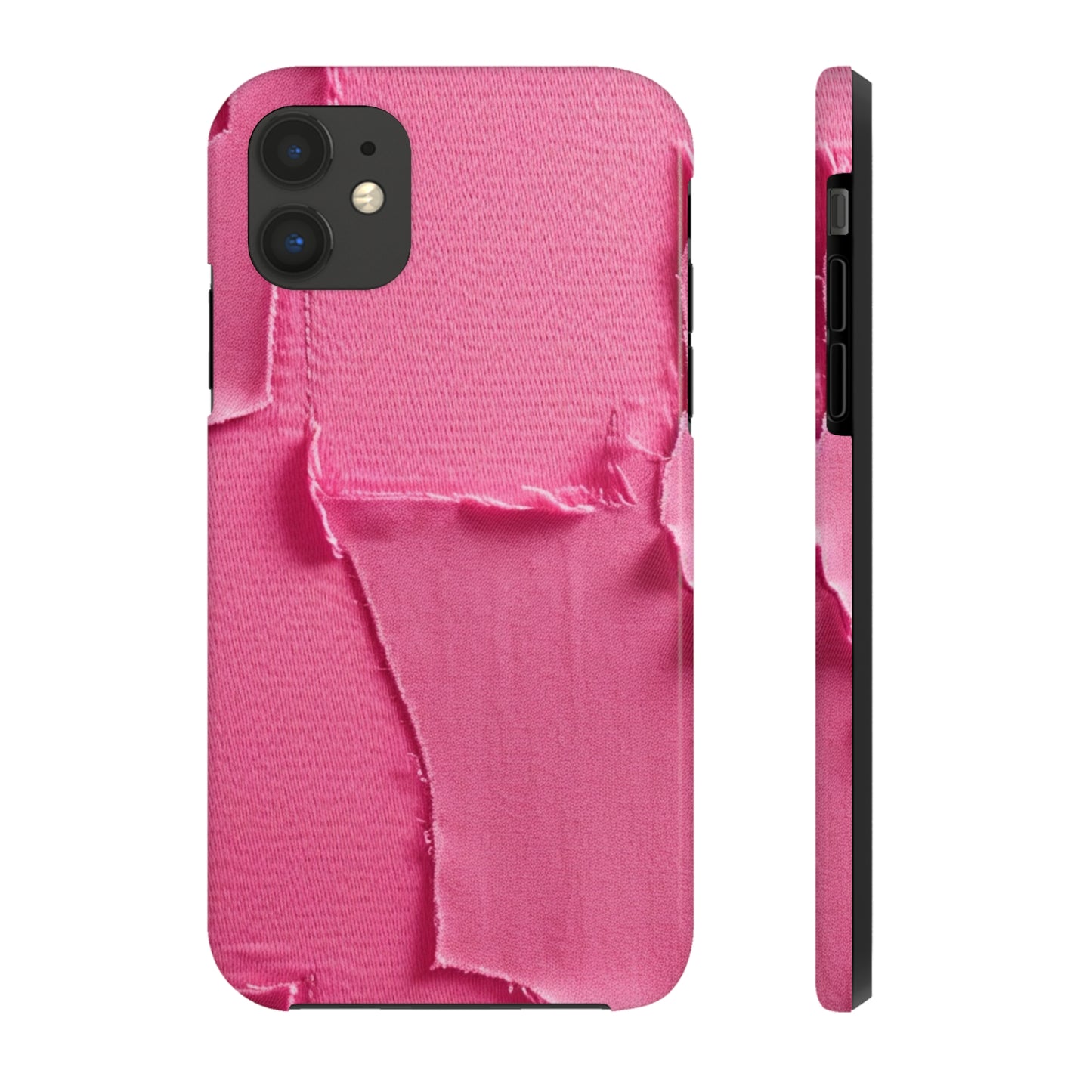 Distressed Neon Pink: Edgy, Ripped Denim-Inspired Doll Fabric - Tough Phone Cases