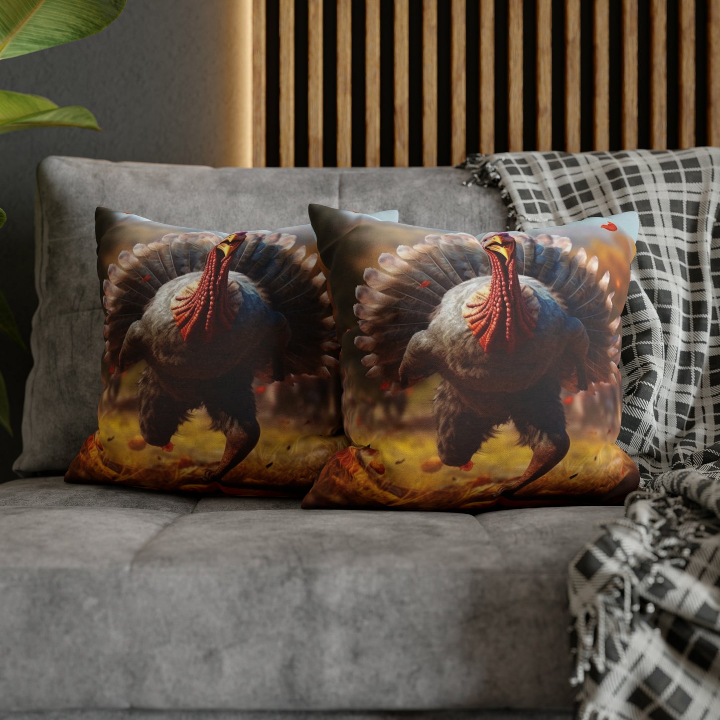 Thanksgiving Trot Turkey Run Athlete Sprint Racer Holiday Feast Dinner - Spun Polyester Square Pillow Case