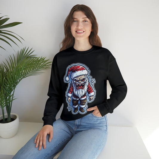 Aterrador Papá Noel navideño con un toque invernal de Halloween: sudadera unisex con cuello redondo Heavy Blend™