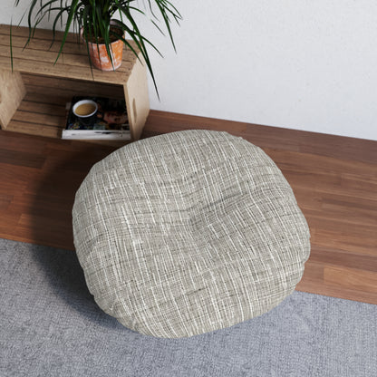 Gris plateado: diseño de tela contemporáneo, inspirado en la mezclilla - Almohada de piso capitoné, redonda