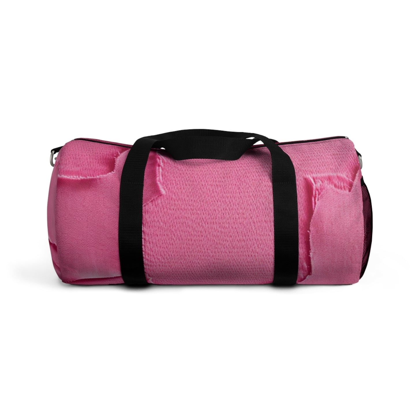 Distressed Neon Pink: Edgy, Ripped Denim-Inspired Doll Fabric - Duffel Bag