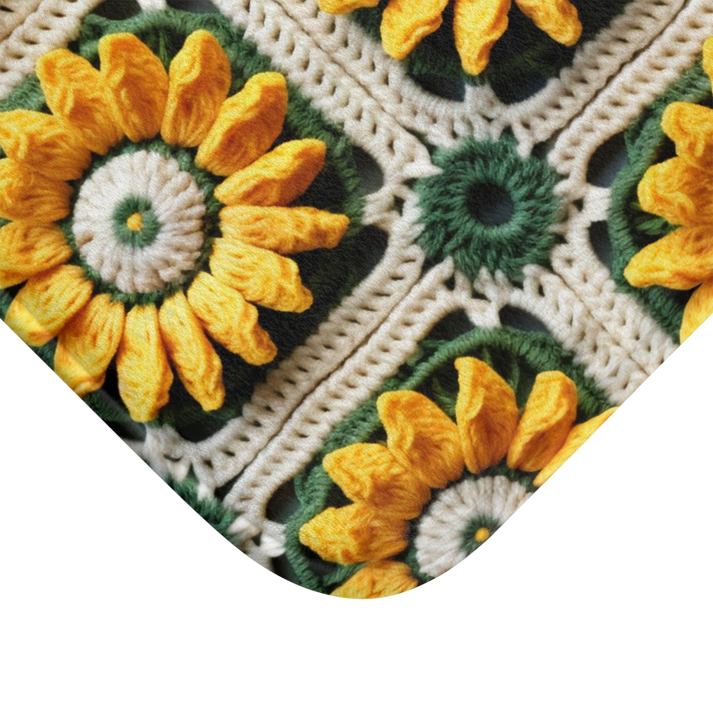 Elegancia de crochet de girasol, diseño Granny Square, motivo floral radiante. Lleva la calidez de los girasoles a tu espacio - Alfombra de baño