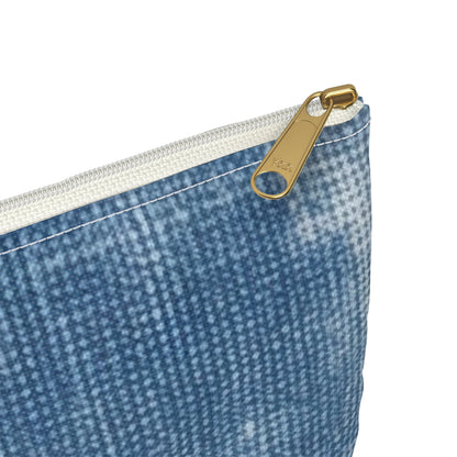 Faded Blue Washed-Out: Denim-Inspired, Style Fabric - Accessory Pouch