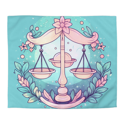 Astrología Libra - Iluminación suave y símbolo del signo del zodíaco en colores pastel - Funda nórdica de microfibra 