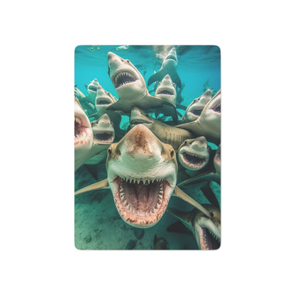 Laughing Lemon Sharks: Joyful Sea Jaws Ocean Deep - Poker Cards