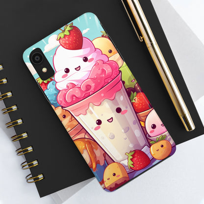 Strawberry Japan Milkshake - Kawaii Dessert Delight - Sweet Berry Anime Character - Tough Phone Cases