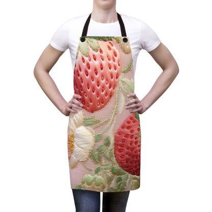 Red Berry Strawberries - Embroid Fruit - Healthy Crop Feast Food Design - Apron (AOP)