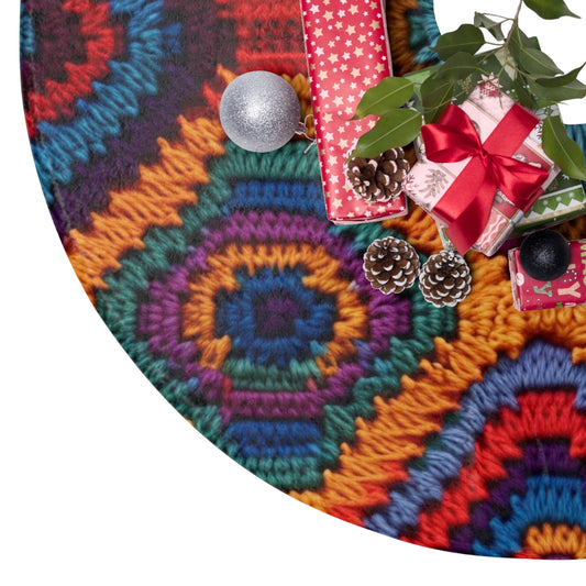 African Heritage Crochet, Vibrant Multicolored Design, Ethnic Craftwork - Christmas Tree Skirts