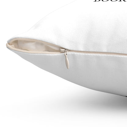 Crafted Book Lover Embroidery: Artisanal Bookshelf Design for Bibliophiles - Spun Polyester Square Pillow