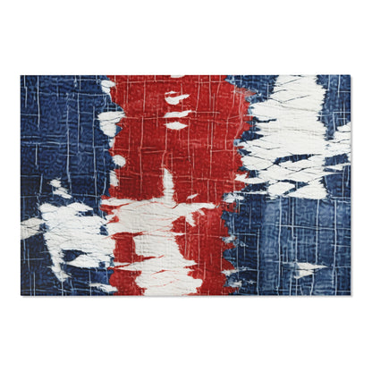 Patriotic Red, White & Blue: Distressed Denim-Style, Torn Fabric - Area Rugs