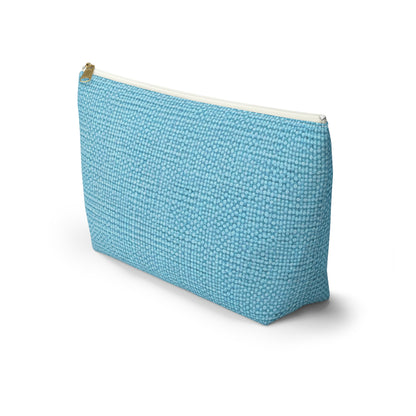 Bright Aqua Teal: Denim-Inspired Refreshing Blue Summer Fabric - Accessory Pouch w T-bottom