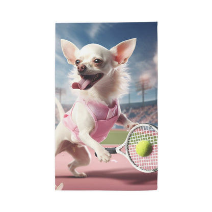 Chihuahua Tennis Ace: Dog Pink Outfit, Court Atheletic Sport Game - Dobby Rug