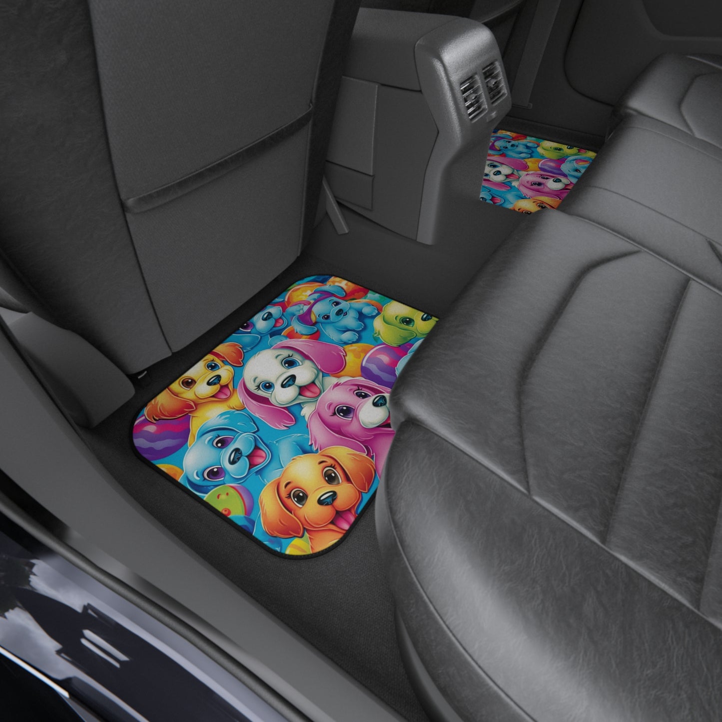 Happy Puppy & Dog Design - Vivid and Eye-Catching - Car Mats (Set of 4)