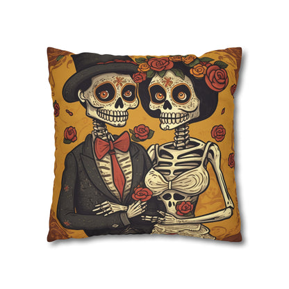 Halloween Wedding Marriage, Bride & Groom - Forever Soulmates - Spun Polyester Square Pillow Case