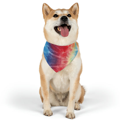 Rainbow Tie-Dye Denim: Vibrant Multi-Color, Fabric Design Spectacle - Dog & Pet Bandana Collar