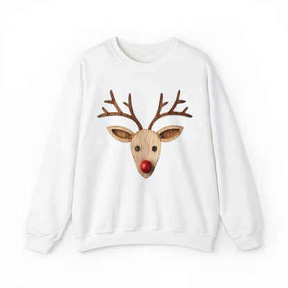 Red Reindeer Nose Christmas Classic Winter Season - White - Unisex Heavy Blend™ Crewneck Sweatshirt